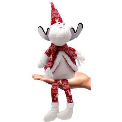 7. RENIFER DEKORACYJNY ŚWIĄTECZNY BIAŁY 35+20CM