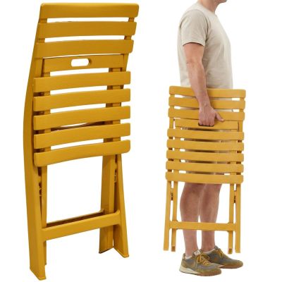 3. ZESTAW 4 KRZESEŁ CATERINGOWYCH SKŁADANYCH  PLASTIKOWYCH ŻÓŁTYCH KOMODO