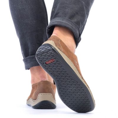 13. Półbuty skórzane ażurowe Rieker M RKR528 brązowe 