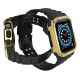 3. Pasek z etui ochronnym Protect Strap Band do Apple Watch 42 / 44 / 45 mm opaska obudowa pancerna - czarny, złoty