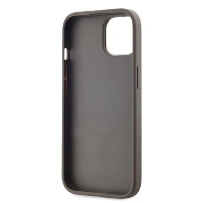 4. Etui DKNY Leather Checkered Mono Pattern MagSafe na iPhone 15 - beżowe