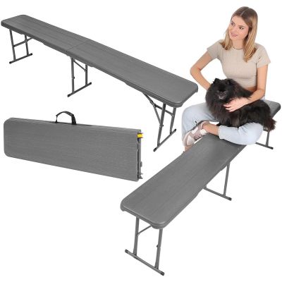 10. ŁAWKA CATERINGOWA BANKIETOWA SKŁADANA 183x28x43CM DESKA WOODLAND CIEMNY SZARY