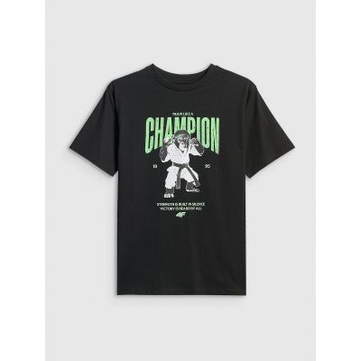 4. T-shirt loose z nadrukiem chłopięcy 4F 4FJRSS26TTSHM3831-20S