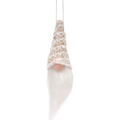 14. ZAWIESZKA DEKORACYJNA MIKOŁAJ 11CM CEKINY BIAŁY