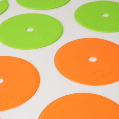 4. Płaskie znaczniki pola - okrągłe 15 cm - 6x zielony 6x pomarańczowy SMJ sport ZPO-OG