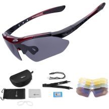 Rockbros okulary z polaryzacją 5 szkieł black/red