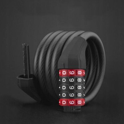 8. Zapięcie rowerowe Rockbros RKS507-1BK na szyfr 1,8m - czarne