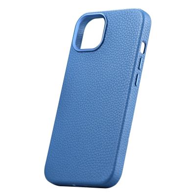 7. iCarer Litchi Premium Leather Case skórzane etui iPhone 14 Plus magnetyczne z MagSafe jasnoniebieski (WMI14220711-LB)