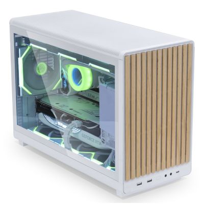 3. Obudowa PC Lian Li DAN A3-mATX Wood Edition, Szkło hartowane, Micro-ATX - Buk, biała