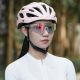11. Kask rowerowy Rockbros z szybką, odpinane okulary z ochroną UV, odłączany daszek, unisex - różowy