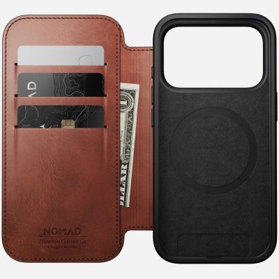 2. NOMAD Modern Leather Folio - skórzane etui do iPhone 17 Pro kompatybilne z MagSafe, skóra Horween (olde dublin)
