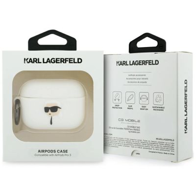 4. Etui Karl Lagerfeld Silicone Karl Head 3D na AirPods Pro 3 - białe