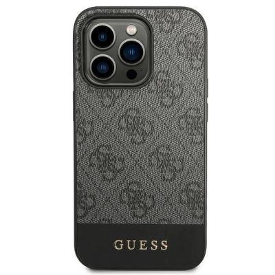 3. Etui Guess 4G Stripe Collection na iPhone 14 Pro - szare