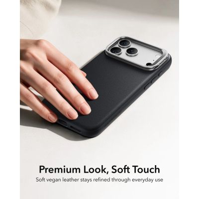 3. Etui ESR Leather Kickstand MagSafe na iPhone 18 Pro Max / 17 Pro Max - czarne