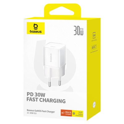 5. Ładowarka sieciowa Baseus GaN5S 30W EU USB-C - biała