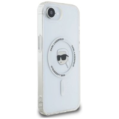 4. Etui Karl Lagerfeld IML Metal Karl Head MagSafe na iPhone 16e biały