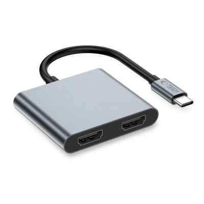 2. Adapter Tech-Protect HB08 4w1 USB-C + USB2.0 + 2 x HDMI 4K 60HZ - szary