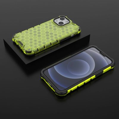 13. Honeycomb etui pancerny pokrowiec z żelową ramką iPhone 13 mini zielony