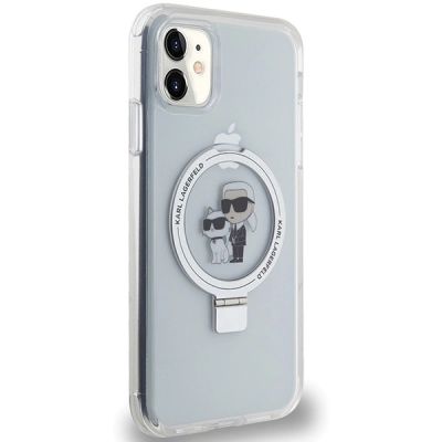 4. Etui Karl Lagerfeld Ring Stand Karl&Choupettte MagSafe do iPhone 11 / Xr - białe