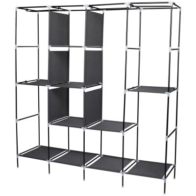 9. SZAFA TEKSTYLNA GARDEROBA 168x45x172CM CIEMNOSZARA 45238