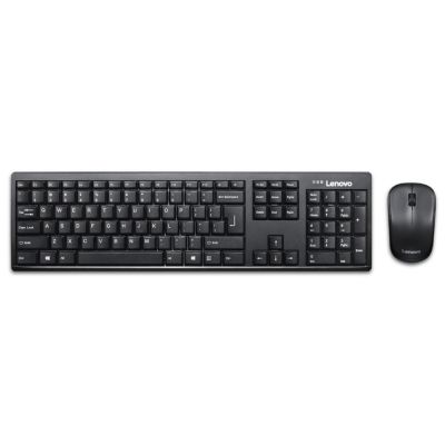 2. Zestaw klawiatura + mysz Lenovo 100 Wireless Combo Keyboard & Mouse GX30L66303 (USB 2.0; (EN); kolor czarny; optyczna; 1000 DPI)