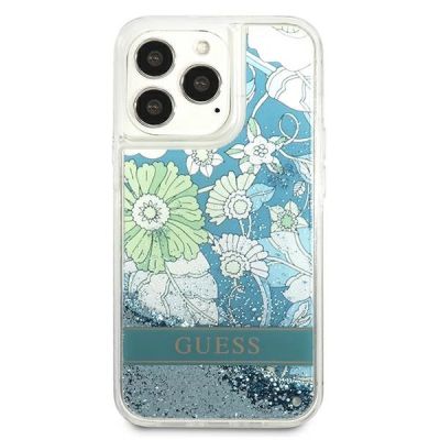 3. Etui Guess Flower Liquid Glitter na iPhone 13 Pro Max - zielone