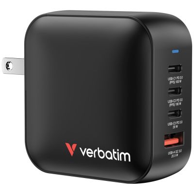 2. Verbatim Mini GaN Ładowarka 100W 3xUSB-C PD, 1xUSB-A QC 3.0