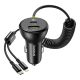 4. Ładowarka samochodowa Baseus Circular 60W USB-A + USB-C z wbudowanym kablem Lightning + USB-C 1,4 m - czarna