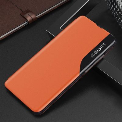 2. Eco Leather View Case elegancki futerał etui z klapką i funkcją podstawki Samsung Galaxy A72 4G pomarańczowy