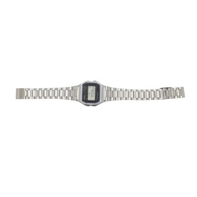 CASIO A158WA Vintage Unisex-Uhr Digital mit Edelstahlarmband, silber