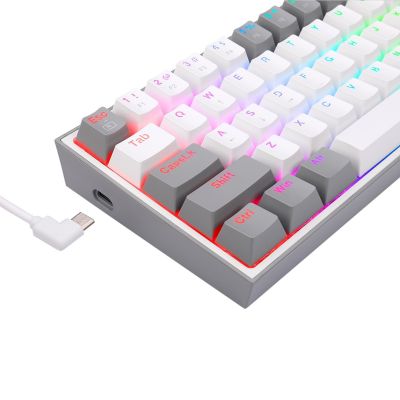 7. REDRAGON K617-RGB Fizz RGB White/Grey klawiatura USB Szary, Biały