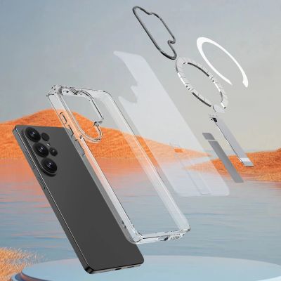 4. Etui Hybrid Armor X na Samsung Galaxy S26 Ultra z podstawką kompatybilne z MagSafe - przezroczyste