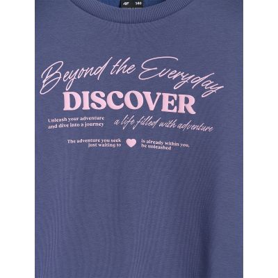 3. Bluza dresowa oversize nierozpinana bez kaptura dziewczęca 4F 4FJRAW25TSWSF2428-33S