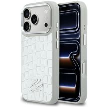 Etui Karl Lagerfeld Croco KL Script Logo MagSafe na iPhone 17 Pro Max - srebrne