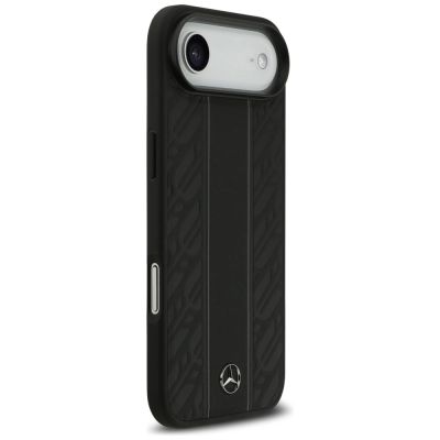 4. Etui Mercedes Leather Laurel Leaves Stripes MagSafe do iPhone 17 Air - czarne