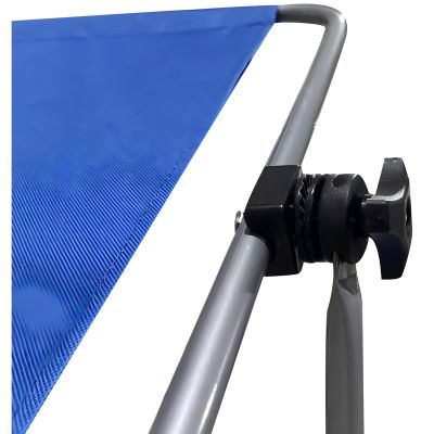 19. LEŻAK SKŁADANY PLAŻOWY Z DASZKIEM NA KÓŁKACH 116x62x60-90CM NIEBIESKI