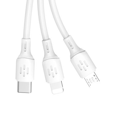 2. Kabel Dudao L8A-3in1 USB-A - USB-C / micro USB / Lightning 480Mb/s 1.2m - biały