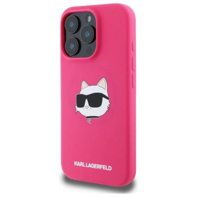 2. Etui Karl Lagerfeld Silicone Choupette Head MagSafe na iPhone 16 Pro - różowe