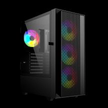 GEMBIRD OBUDOWA FORNAX 4000 MIDI-TOWER (2X USB 3.0, 1X USB 2.0, HD AUDIO, SZKLANY PANEL BOCZNY, PODŚWIETLENIE ARGB) CZARNA