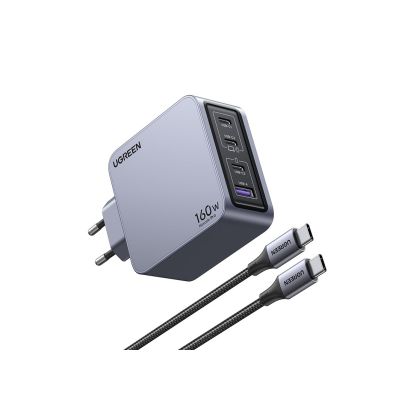 14. Ugreen Nexode Pro 160W GaN Charger with USB-C Cable Uniwersalne Czarny, Szary Prąd przemienny Szybkie ładowanie Wewnętrzna