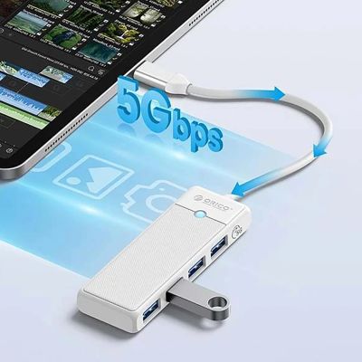 3. Hub USB Orico PAPW4A-C3 4-portowy 4x USB-A 3.0 0,5 m - biały