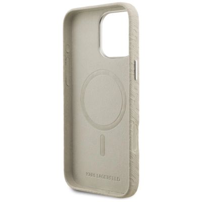 7. Etui Karl Lagerfeld FW Stamped Karl MagSafe na iPhone 16 Pro Max - beżowe