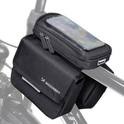 13. Wozinsky torba rowerowa na ramę sakwa na rower wodoodporne etui na telefon 1,5l czarny (WBB26BK)