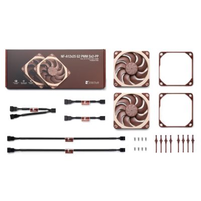 3. Noctua NF-A12X25 G2 PWM SX2-PP system chłodzenia komputerów Obudowa komputera Wentylator 12 cm Beżowy 2 szt.
