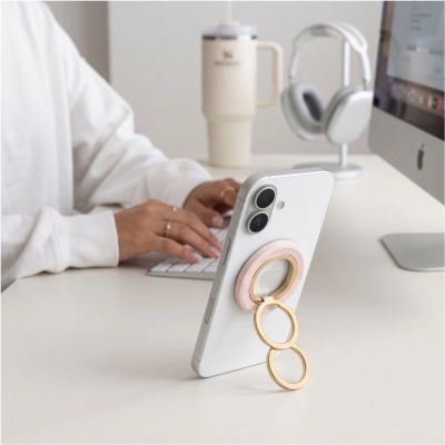 15. Uchwyt magnetyczny Tech-Protect MMR700 Lamano MagSafe na telefon - różowo-złoty