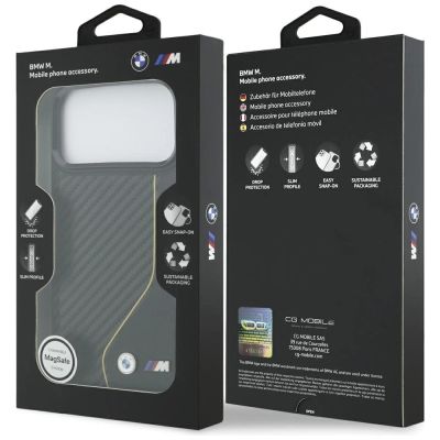8. Etui BMW M Carbon Line & Logo MagSafe na iPhone 17 Pro Max - żółte