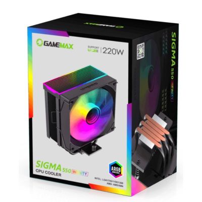 11. GameMax SIGMA 550 INFINITY BK system chłodzenia komputerów Procesor Chłodnica powietrza 12 cm Czarny 1 szt.