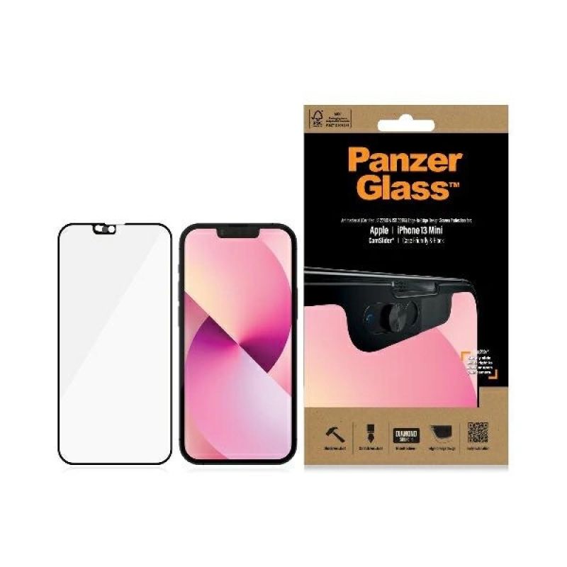 Szkło hartowane PanzerGlass E2E Microfracture na iPhone 13 Mini CamSlider Case Friendly AntiBacterial - czarne