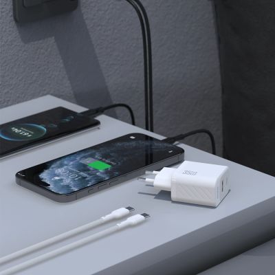 3. Ładowarka sieciowa Dudao A27MaxCEU PD QC 35W USB-A USB-C z kablem USB-C - biała