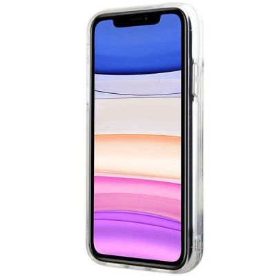 7. Etui Karl Lagerfeld Glitter Choupette Head na iPhone 11 / Xr - srebrne
